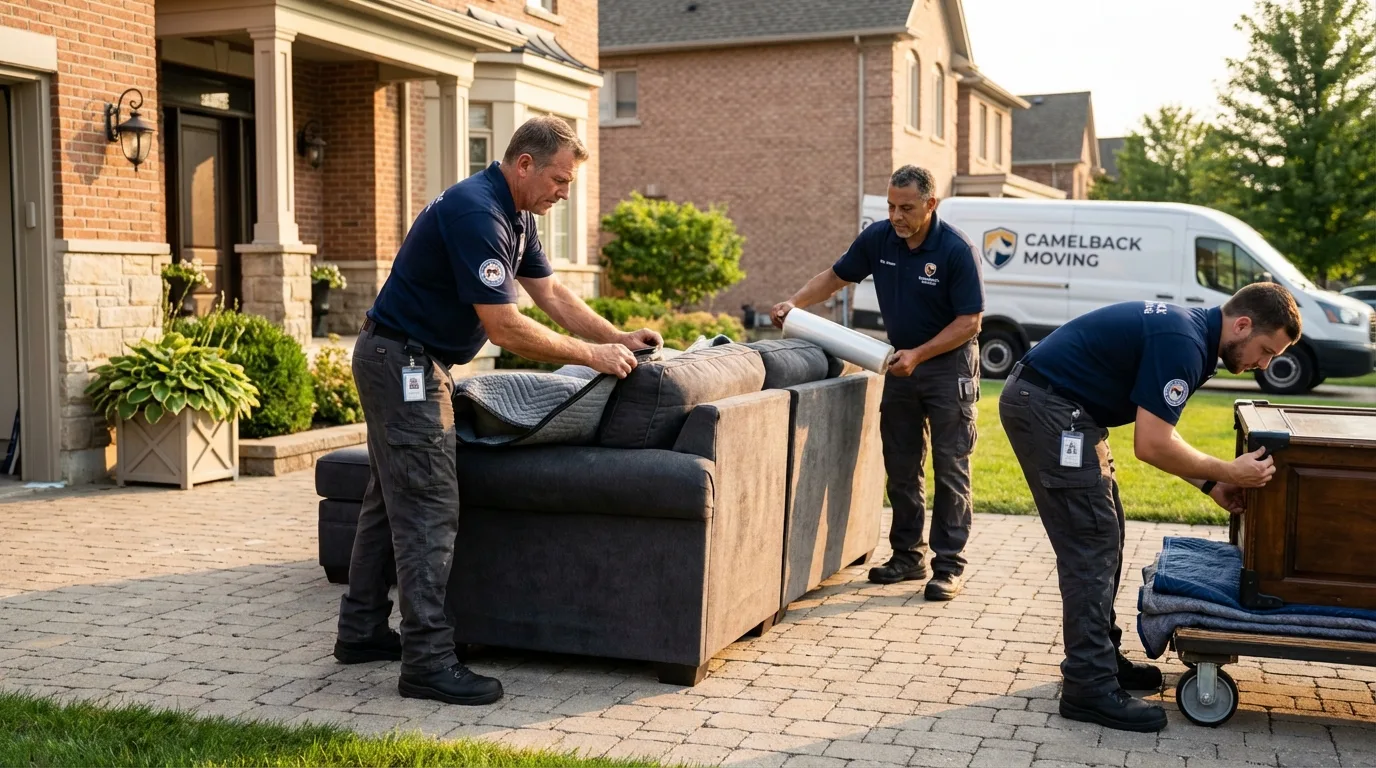 Large estate moving crew wrapping furniture in Palmer, TX